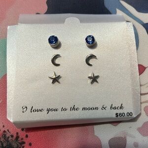 Kohl's Silver and Blue Stud Earrings Set